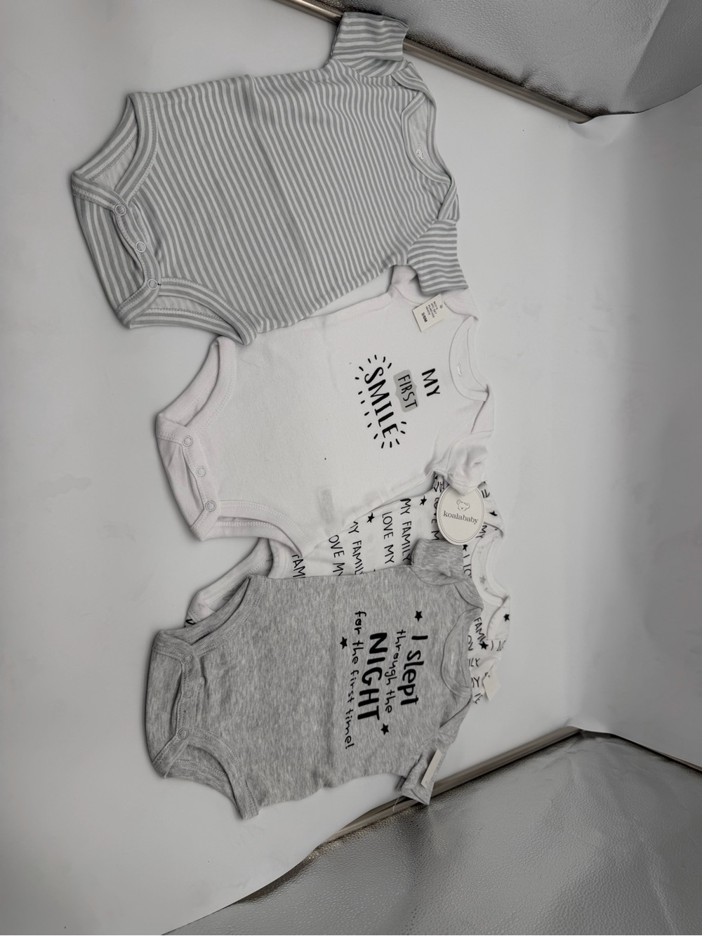 Neutral Gray & White Baby Bodysuit Set - Soft Cotton One-Pieces